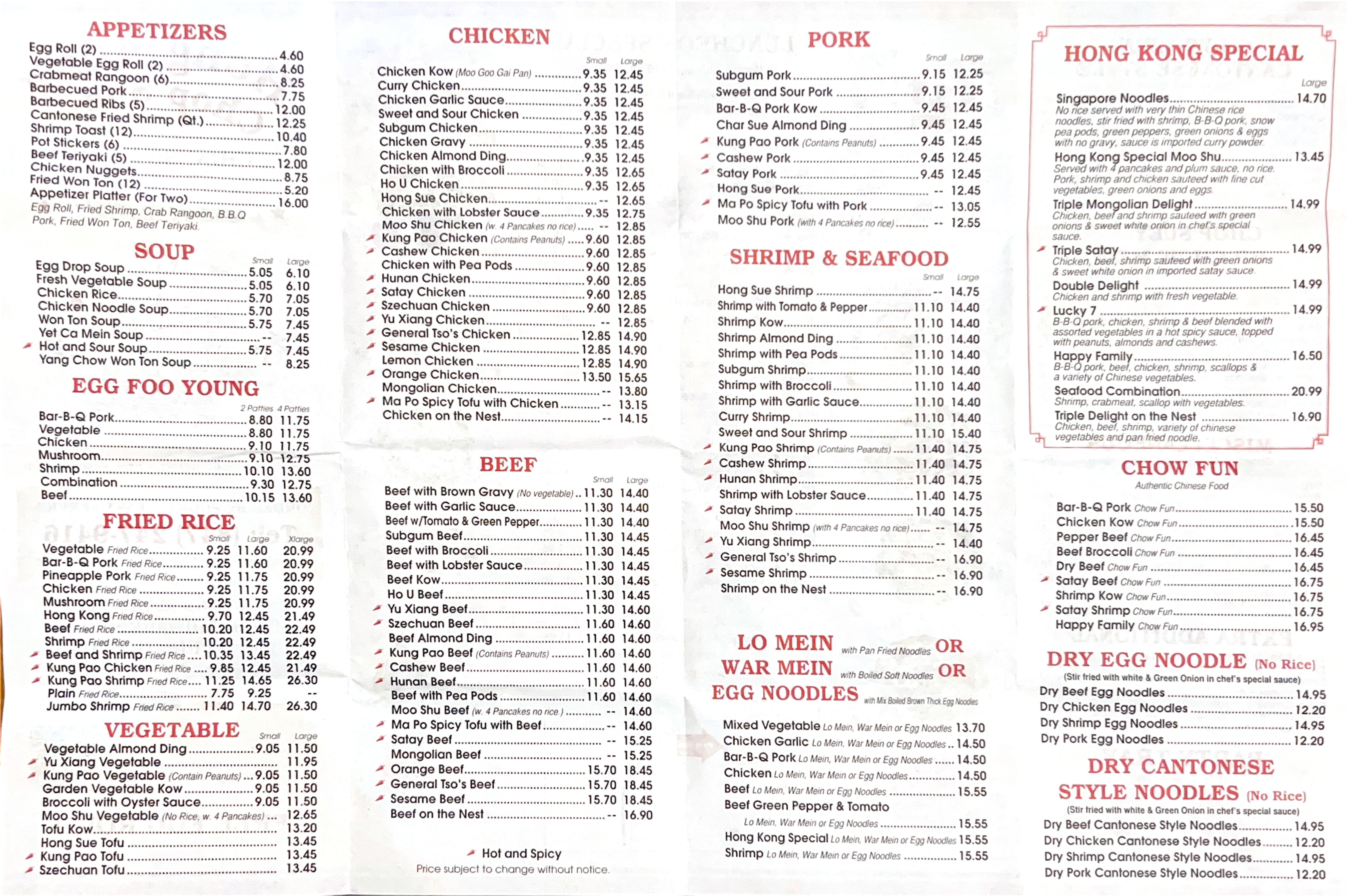 Menu Page 1